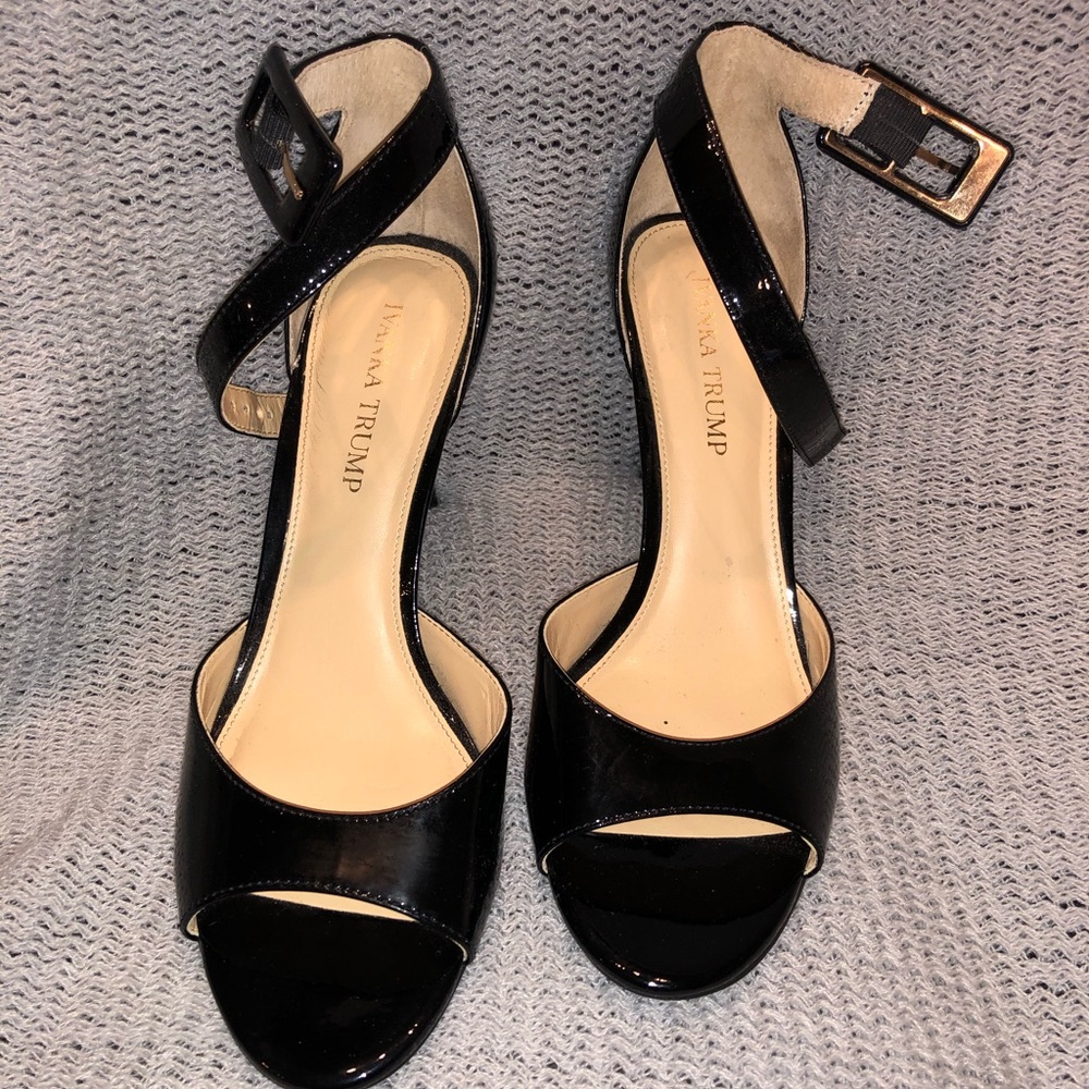 Black patent leather stilettos